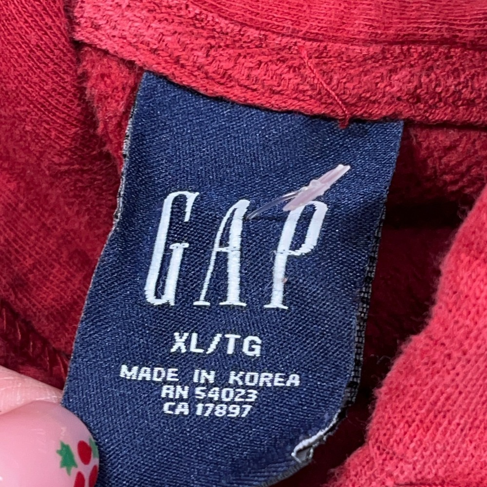 Vintage Y2K Gap Hoodie Men XL Red Gray Sweatshirt Sweater Spell Out 2000s - Picture 5 of 12